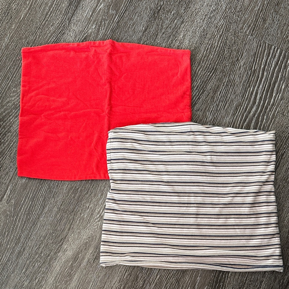 Cotton On Red and Striped Crop Tops Set